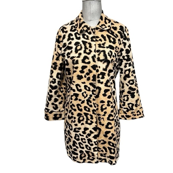 Chico's Jackets & Blazers - Chico’s 3/4 Sleeve Leopard Print Linen Blend Jacket Pockets Size 1 (8/10)